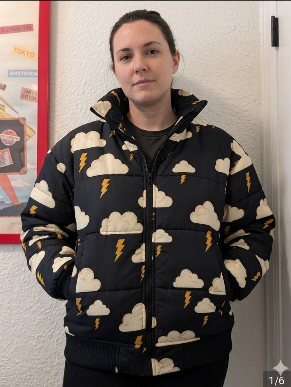 🌩️ Dangerfield Puffer Jacket with Cloud And Lightning Print